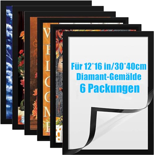 BEAYIOU diamond painting Picture Frame, Rahmen für 30 x 40 cm große Diamant-Malerei-Leinwand, magnetischer Diamant-Kunstrahmen, selbstklebend, Diamant-Malrahmen für Wand, Fenster, Tür (Schwarz)