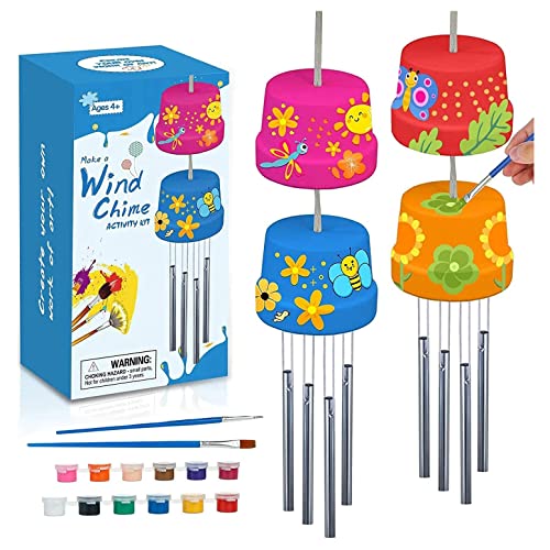 Machen Sie ein Windspiel 2er-Pack Bastelsets für Kinder, Jungen und Mädchen, Spielzeug zum Selbermachen, Bauen und Bemalen von Musikglockenspiel Geschenk aus Holz