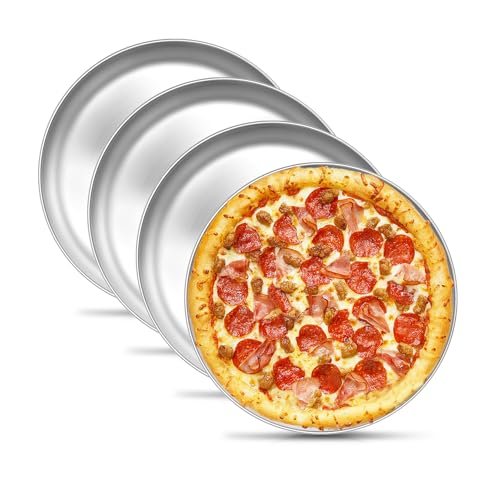 Onader Pizzablech 4er Set, 26cm Edelstahl Pizzaform, Rund Pizza Backblech für Backen, Servieren, Gesund & Spülmaschinenfest, Ungiftig & Einfach zu Reinigen