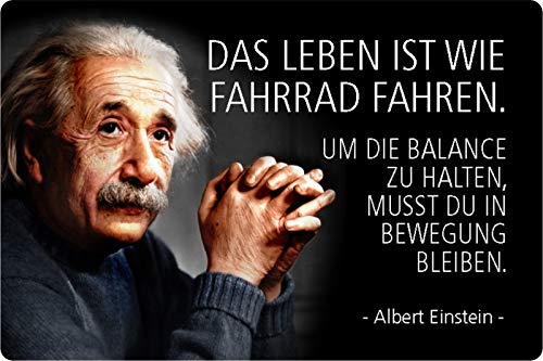 Schatzmix R0782 Spruch Einstein Das Leben ist wie Fahrrad Metallschild Wanddeko 20x30,cm tin Sign Blechschild, Blech, Mehrfarbig