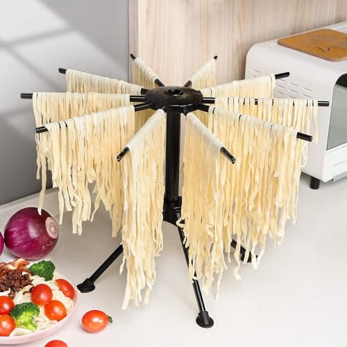 to do home Nudeltrockner Faltbarer Pastatrockner Pastamaker- Stabil & robust - bis zu 2 KG Nudeln - kompakt & einfach - 10 ausziehbare Sprossen - Pasta Maker - Nudelständer zum trocknen|schwarz