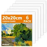 Mokani Leinwand zum Bemalen Set (6er Pack) - 20x20 cm, Vorgespannte Weiße Künstler Canvas Panel Leinwände - 2.5mm starkem Malkarton -Geeignet für Acryl und Öl Malerei Sowie zum und Zeichnen