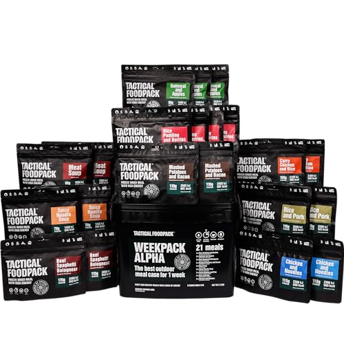 Tactical Foodpack Weekpack Alpha (21 Mahlzeiten) - Gefriergetrocknete Mahlzeiten I zum Verzehr bereit I MRE I Survival I Outdoor Nahrung I Trekking Nahrung I Expedition I Office