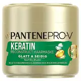 Pantene Pro-V Glatt & Seidig Keratin Reconstruct Haarmaske Für Widerspenstiges Haar, Haarpflege Glanz, Anti-Frizz, Anti Frizz, Haarkur, Haarmaske, Haare Kur, Haar Mask, Beauty, Gold, 300ml