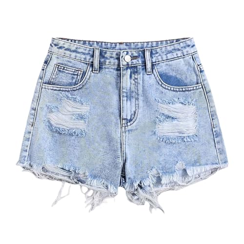 Sommer Denim-Shorts für Teenager-Mädchen,Kinder High Waist Jeans Shorts,Sommershorts Atmungsaktiv Freizeit Kurze Hose, Weich Kurz Jeanshose,Casual Dünne Hotpants 12-16 Jahre
