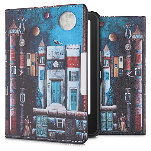 kwmobile Klapphülle kompatibel mit Tolino Vision 1/2 / 3/4 HD Hülle - eReader Case - Buch Stadt Mehrfarbig