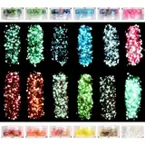 QIURUYUE Fluoreszierendes Glitter, 12-Farbe Leuchtende Glitzer Gesicht, Luminous Body Glitter für Nagelkunst und Körper, Gesicht, Haare, Kleidungsdekoration (Fluoreszierendes)