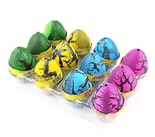 XICHEN® 12 x Dinosaurier-Ei, süßes magisches wachsendes Dinosaurier-Ei, fügen Sie Wasser hinzu, Geschenk, schlüpfen, aufblasbares Spielzeug (rot, gelb, blau, grün)
