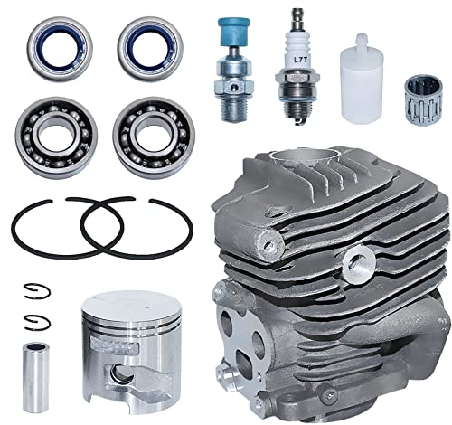 AUMEL 51mm Zylinder Kolben Satz für Husqvarna K760 K750 Trennschleifer, Cylinder + Kolben + Ring + Zündkerze + Nadellager + Kurbellager + Öldichtung Ersatzteile Kit 15 in 1