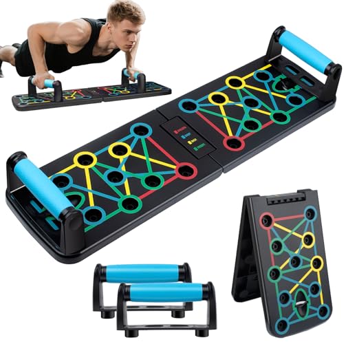 Liegestütze Brett Faltbare Tragbare 17 in 1 Pushup Ständer Heim Fitness Training mit Handgriff, Liegestütz-Rack-Board für Muskeltraining Effektiv Formen