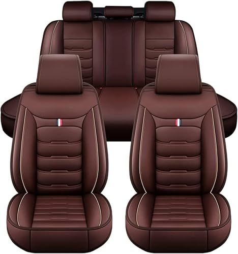 WSYLJX Auto Sitzbezüge für Mazda 2 Type DE/DJ/XP21/DY 2008-2020 2021 2022 2023 2024 2025, Leder Autositzbezüge Sets Wasserdicht Sitzschoner Schonbezüge Innenraum Zubehör,Brown
