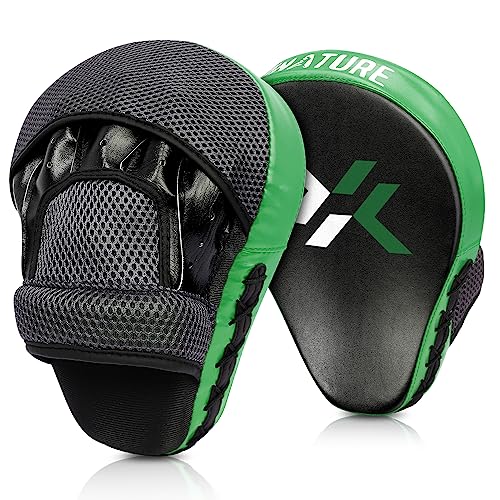 Pratzen Boxen mit hochwertiger Polsterung-1 Paar Kickboxen Boxpratzen für optimale Schlagdämpfung,Trainerpratzen Boxing Pad für Männer Frauen,Schlagkissen für Karate MMA Taekwondo Muay Thai-Dunkelgrün