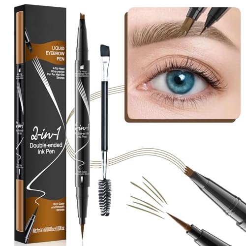 Augenbrauenstift, Augenbrauenstift Wasserfest, 2-in-1 Dual-Ended Microblading Augenbrauenstift, Wischfest Eyebrow Pencil Kann Leicht Natürliche Augenbrauenfarbe