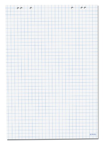 Herlitz 10834141 Flipchartblock 68x99cm, 20 Blatt kariert, 80 g/m², FSC Mix, 5 Stück, weiß