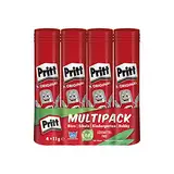 Pritt Klebestift, sicherer und kinderfreundlicher Kleber für Kunst und Bastelarbeiten, starker Klebstoff für Schule & Bürobedarf, 4x11g Pritt Stift