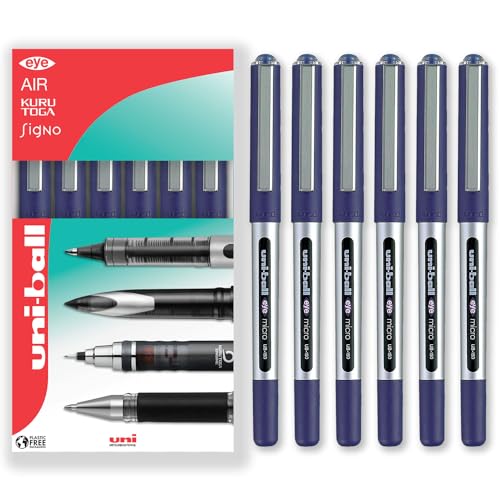 uni-ball Eye Micro UB-150 Gelschreiber, 0,5 mm, in Geschenkbox, 6 Stück, Blau