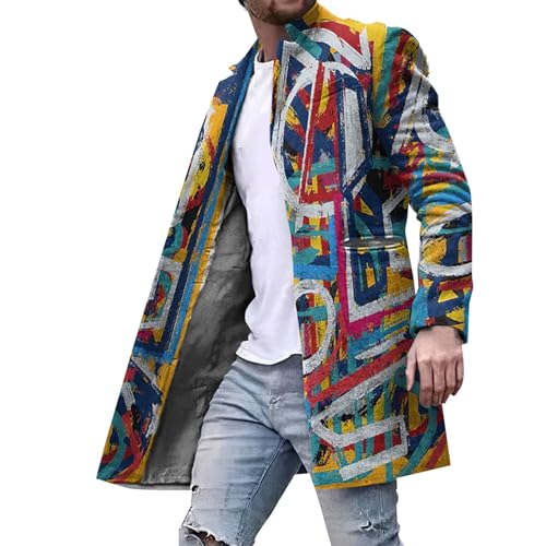 BIISDOST Cardigan Herren Lang Strickjacke Windbreaker Jacken Knopf Wollmantel Langarm Wintermantel Warm Cardigan Schlank Lange Windbreaker Jacken Bunt Knopf Lässige Outwear Strickpullover