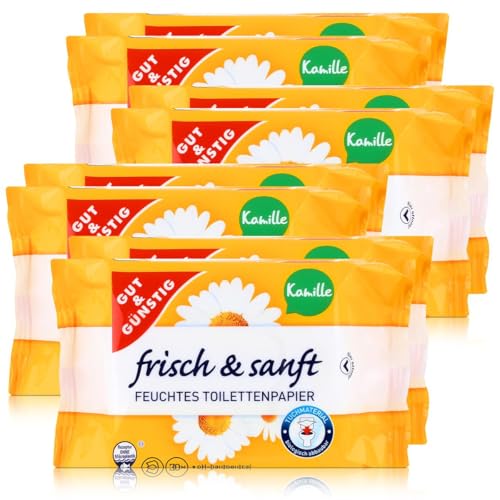 Gut & Günstig 8 Pack (560 Blatt) feuchtes Toilettenpapier 8er Pack Kamille