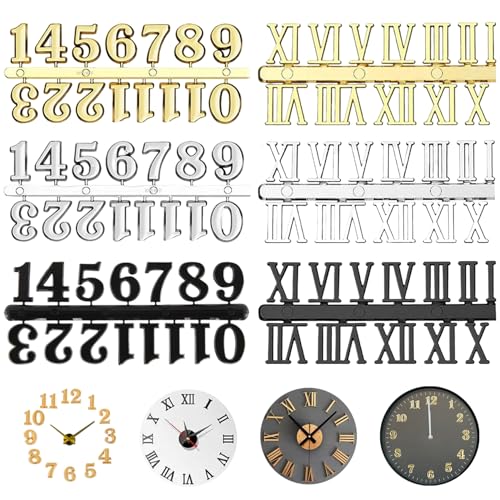 Obelunrp 6PCS -Taktnummern Ersatz -Kit, ABS -Takt -Teile mit römischen Nummern für DIY -Reparatur- und Handwerkskultur, DIY -Kit, Teile,