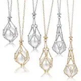 6 Stück Kristallsteinhalter Halskette Leerer Steinhalter Kette, Kristallhalter Halskettenkäfig, Kristall Halskettenhalter, Halskette Quarz, Halsketten Käfig, Kristall Halterung Kette, für Halsketten