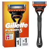 Gillette Fusion 5 Nassrasierer Herren, TESTSIEGER VON GILLETTE BEI STIFTUNG WARENTEST Rasierer + 1 Rasierklinge, mit Gleitstreifen für eine gründliche Rasur