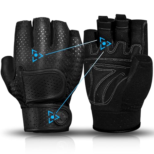 MOREOK Gewichtheber Handschuhe Workout Handschuhe -[3MM Gel] Fitness Handschuhe,Trainingshandschuhe Herren Damen für Krafttraining,Heben, Training, Rudern, Klimmzüge-Schwarz-M