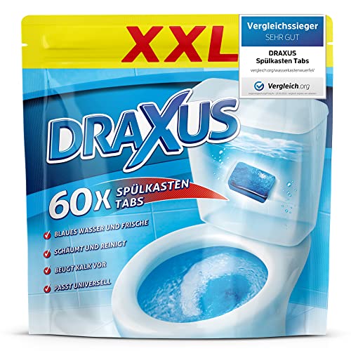 DRAXUS 60x Spülkasten Tabs I Wasserkastenwürfel für den Spülkasten im XXL Pack I Färbt das Wasser blau I Sorgt für extra Frische und hält die Toilette sauber