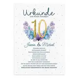 Rosen Hochzeit Geschenk Urkunde zum 10. Hochzeitstag | personalisierte Karte DIN A4 | Geschenkidee Rosenhochzeit Jubiläum Glückwunschkarte (10. Hochzeitstag Rosenhochzeit)