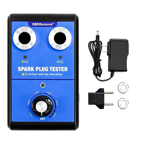 OBDResource Zündkerzen Tester, Auto-Zündungsprüfer mit Doppeltes Loch Test Kfz-Diagnosescanner 0 bis 6000RPM Einstellbare Arbeitsfrequenz Auto Motorrad Spark Tester Tool für 12V Benzin Fahrzeuge