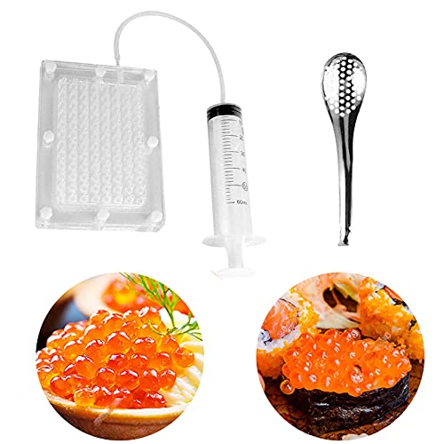 Kaviar Maker Acryl, 98-Loch Kaviar Builder mit Tube & Löffel, Kaviar Spherification Tool Kaviar Maker Kit für einfache leckere Molekulare Küche