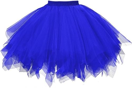 MIVORA Damen Tüllrock 50er, Elastisch Ballett Tutu Rock Petticoat Unterrock Tütü Rock, Ballet Tanzrock Rockabilly Tanzkleid Ballkleid Kurz Retro Cosplay Kostüme Prom Abendkleider(Blau)