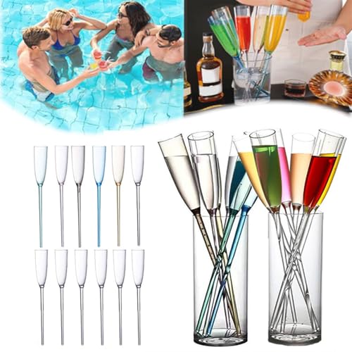 EDAT Floating Champagne Flutes, Schwimmende Weingläser Für Den Pool, Floating Champagne Glasses, Floating Champagne Glasses Plastic, Camping Weingläser, Schwimmende Weingläser Für Pool(Mix)