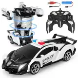 Mineup Ferngesteuertes Auto, 2 in 1 Transformator Spielzeug, 2.4GHz Transform Roboter Spielzeug, Verformung Roboter, Rc Auto Roboter, RC Polizeiauto, Geschenke ab 4 5 6 7 8 9 Jahre Mädchen