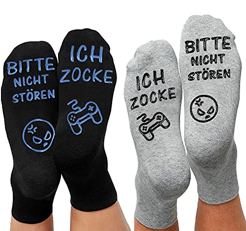 ANOITON Lustige Socken, Geschenke 2025 Gaming Socken Mit Spruch ICH ZOCKE Bitte Nicht Stören Gamer Geschenk für Damen Herren Spieler Ostergeschenke für Teenager