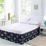 Mateju Ozean-Stil Haushalt Bettvolant Bettrock Gefalteter Bettrock Wrap Around Style mit Rüschen Elastischer Staub Ruffled Rock, Bett Wrap Ruffle Bett Rock 38/40cm Drop (Schwarz,180x200x45cm)