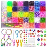 Heatigo Loom Bänder Set,1600 Loops Gummis Bänder Starter Set DIY Gummibänder Kit für Armbänder, Elastisches Loombänder Kinder Basteln Geschenk Weihnachten für Kinder