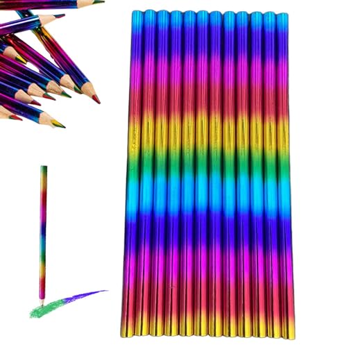 Mehrfarbiger Bleistift, Regenbogenstifte | 4 Color-in-1-Regenbogenstifte für Kinder 12X,Partygeschenke für Kinder, lustige Bleistifte, professionelle Künstlerutensilien zum Ausmalen und Skizzieren