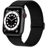 AMSKY Elastisch Solo Loop Band Kompatibel mit Apple Watch Armband 40mm 45mm 44mm 46mm 42mm 41mm 38mm 49mm Damen Herren, Textil Stoff für iWatch Armband Se Ultra Series 10 9 8 7 6 5 4 3 2 1, Schwarz