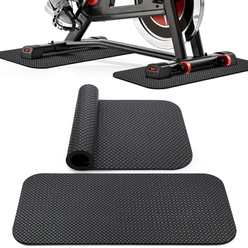 TOBWOLF Bodenschutzmatte für Fitnessgeräte Heimtrainer, 5MM Anti-Rutsch Peloton Bodenschutzmatte, Doppelmatte Bodenschutzmatte Fitnessgerät Für Sportgeräte Home Gym