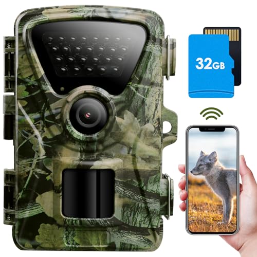 MAXDONE Wildkamera mit Bewegungsmelder Nachtsicht - WLAN mit Handyübertragung App 32MP 1440P Nachtsichtgerät 0,2s Jagdkamera 940nm No Glow Infrarot Nachtsichtkamera Outdoor IP66 Wasserdicht