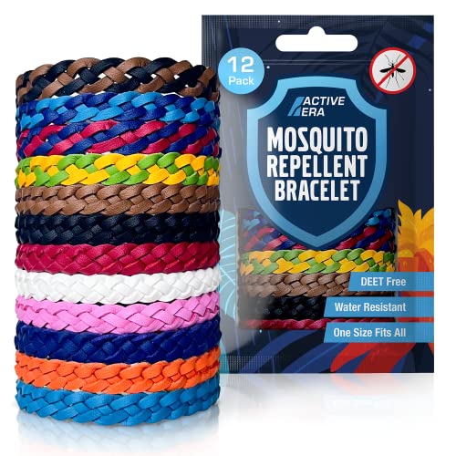 Active Era Mückenschutz Armband (12 STK), Mückenabwehr Outdoor, Camping - Mückenarmband für Kinder & Erwachsene - Natürlicher Anti Mücken Schutz, Wasserfest, 10 Tage Schutz, 100% DEET frei - Bunt