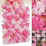 6Pcs Künstliche Seidenblumen Wandtafel Hochzeit Fotografie Veranstaltungsort Panel Rosenwand StraßE Hintergrund DIY Säule Kunstblumen Hochzeitsfeier Dahlienrose Seidenblumenwand (Rosa)