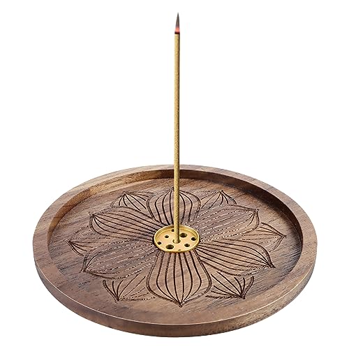 Holzlotus Räucherstäbchenhalter, Räucherstäbchen Halter Lotus Stick Räuchergefäß Weihrauchhalter Brenner Incense Sticks Meditation Zubehör 6 Loch Weihrauchbrenner Duft Zubehör