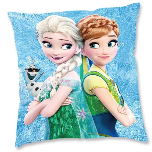 Oirigaga Kissenbezug, Kinder Kissenhülle Eiskönigin Zierkissenbezüge, Cartoon Eisa-Anla-Prinzessin Kopfkissenbezug mit Reißverschluss für Bett Sofa Stuhl Couch Auto und Mädchen Geschenke, 45x45cm