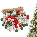 190/240 Stück Weihnachts-Schneemann-Holzperlen-Set – Weihnachtsdruck, Winter-Holzperlen mit Hanfse für Winter, Weihnachten, Bastelarbeiten, Girlanden, Dekoration