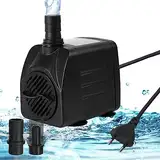 flintronic Aquariumpumpe Aquarium Pumpe, 16W Wasserpumpe, 800L/H Tauchpumpe Teich Brunnen Pumpe Widersteht Trockenes, Garten Keine Geräusch für Teich Brunnen, mit 2 Düsen, 16W Kabel 1.4m