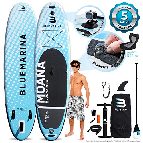 Bluemarina Stand Up Paddling Board aufblasbar Moana | ? ????? ???????? - Bis 180 kg Tragkraft - 325x85x15 cm - Stand Up Paddle Set - Aufblasbares SUP Board - Surfbrett (325x85x15cm)