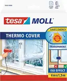 tesamoll Thermo Cover Fenster-Isolierfolie - Transparente Isolierfolie zur Wärmedämmung an Fenstern - Inklusive praktischer Klebelösung - 4 m x 1,5 m (4 m : 1,5 m, Neues Modell)