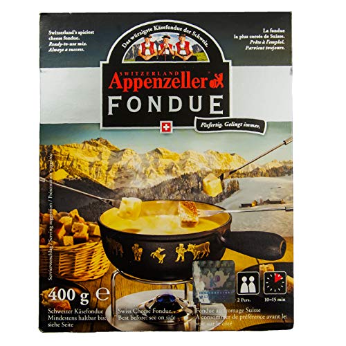 Food-United Schweizer-Käse Appenzeller-Fondue-Käse 2x 400g Swiss Schweizer Käsefondue mit Appenzeller für Fondue-Topf oder Caquelon cremig fein-herb zart-schmelzend