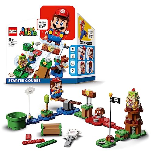 LEGO Super Mario Abenteuer mit Mario – Starterset, interaktive Figur und BAU-Spielzeug, mit Gumba und Bowser Jr.-Figuren, sammelbares Geschenk für Kinder, Mädchen und Jungen ab 6 Jahren 71360